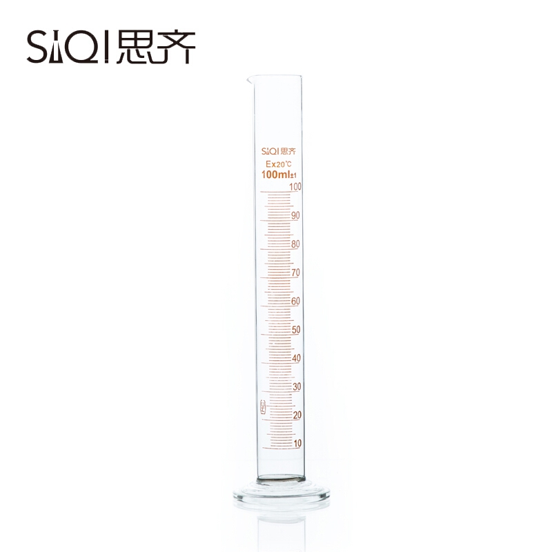 思齐(siqi) 玻璃量筒 100ml 清晰刻度 化学实验器材 量杯 直型 实验