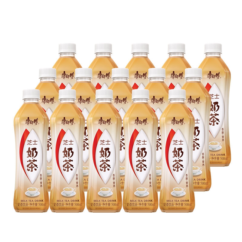康师傅 奶茶饮料 芝士味500ml*15瓶 整箱装(新老包装随机发货)