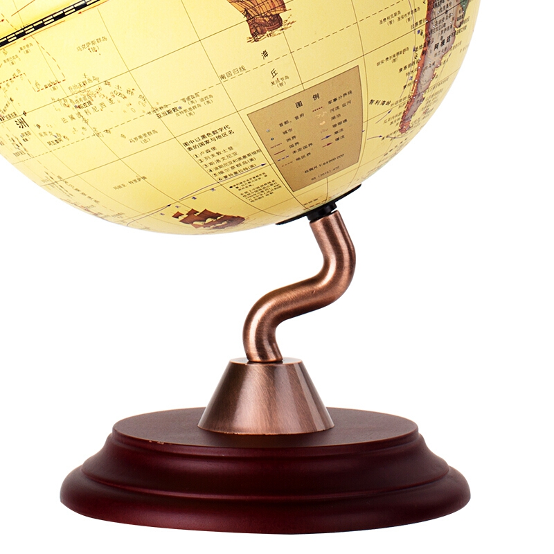 得力(deli)直径20cm木质底座s型支架地球仪 创意复古地球仪摆件2216