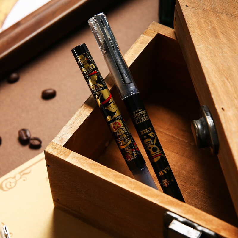 5mm黑色中性笔 航海王系列签字笔 直液式全针管水笔 10支/盒 qrp57905