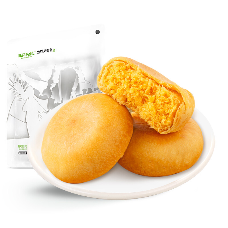 三只松鼠黄金肉松饼456g/袋 蛋糕早餐面包办公室特色小吃休闲零食网红